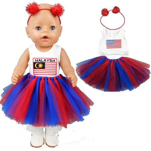 Doll New Year Dress Baby Doll clothes Christmas Reindeer Dress 18 Inch American Og Girl Doll Tutu Skirt