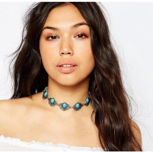 2016 hot sale bohemia turq cabs fit with znic alloy settings women boho choker necklace jewelry