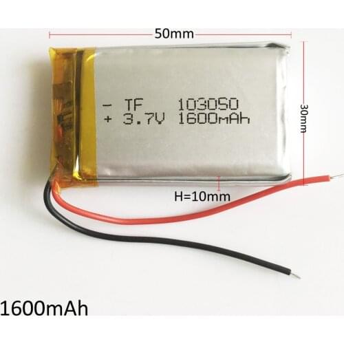 3.7V 1600mAh 103050 Lithium Polymer Li-Po Rechargeable Battery For Mp3 MP4 GPS PSP DVD mobile video game PAD E-books Tablet PC