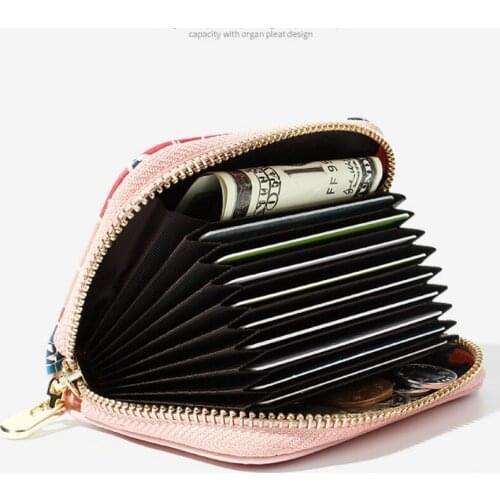 New Organ Women Card Holder Ms Vertical Multifunction Zipper Multiple Card Position Coin Purse Pu Card Holder Bags Wallet