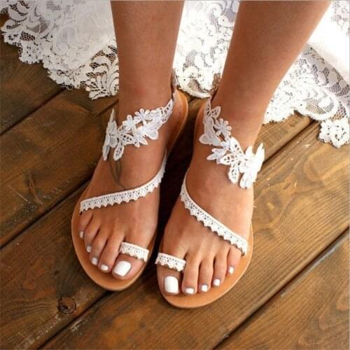HOT Color Lace Embroidery Stitching Novelty Casual Versatile Universal Sandals Outdoor Non-slip Beach Women Sandals 2021 summer