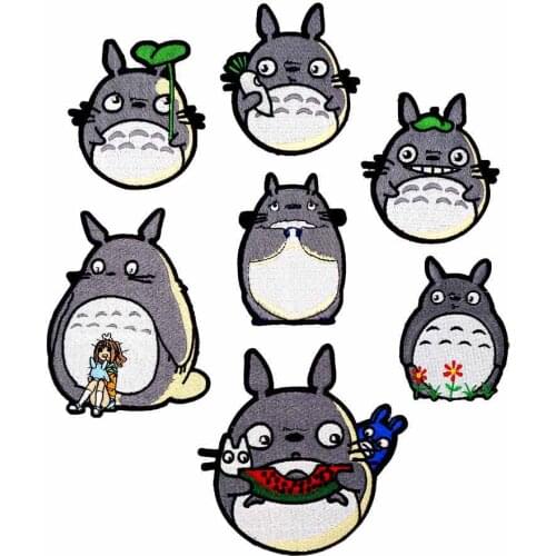 Cartoon Totoro Cat Embroidered Iron On Patch For Clothes Japan Anime DIY No Face Man Cute Sew On Patch Kids Clothes Appliques