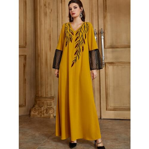 Embroidery Muslim Abaya Dress Women Ramadan Hijab Dresses Jilbab Turkey Islamic Vestido Kimono Moroccan Kaftan Arabic Elbise