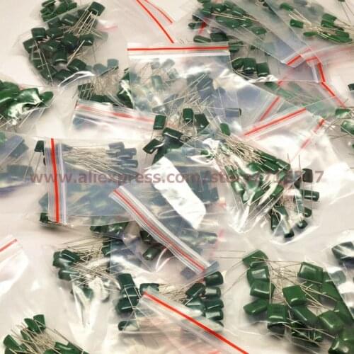 Polyester film capacitor kits total 620pcs 31values each 20pcs 100V 2A221J-2A224J 221pf-224pf(220pf-0.22uf) commonly used
