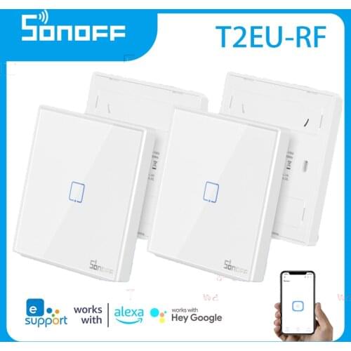 SONOFF T2EU-RF 86 Type Wall Sticky Switch Smart Home 433MHz Wireless RF Wall Switch 2-Ways Control For 4CHPROR3 SlampherR2 TX
