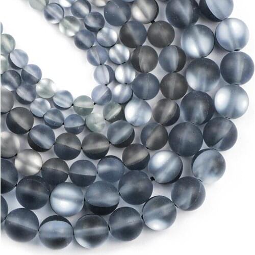 YHBZRET Natural Flash Shimmer Stone Matte black Labradorite 6/8/10MM Round Moonstone Loose beads for Jewelry making bracelet DIY