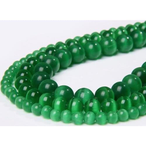 Natural Moon Stone Beads Dark Green Cat Eye Opal Round Loose Beads 4/6/8/10/12mm Pick Size for Handmade DIY Jewelry Making