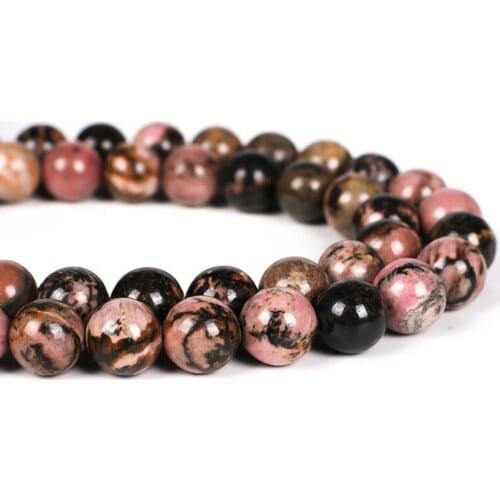 Natural Stone Black Rhodonite Round Loose Spacer Beads For Jewelry Making 15 Inch DIY Bracelet Accessorries For Women Gifts