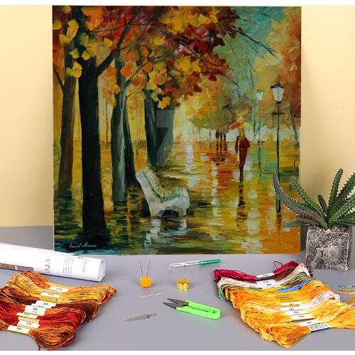 Autumns Kiss Pre-Printed 11CT Cross-Stitch DIY Embroidery Set DMC Threads Needlework Handiwork Craft Painting Counted Decor
