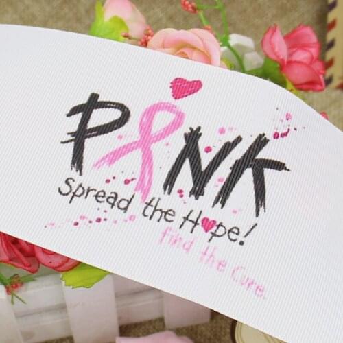 Q&N ribbon 3inch 75mm 160811028 pink printed grosgrain ribbon webbing 50yards/roll for headband free shipping