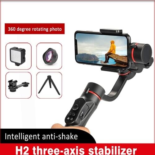 H2 Handheld Gimbal Stabilizer 3 Axis USB Charging Video Record Universal Adjustable Direction Smartphone Vlog Live Action camera