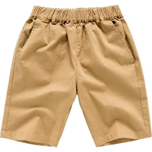 Summer Boys Preppy Style Pants Kids Solid Cotton Elastic Waist Short Pants Teenager School Uniform 6 8 10 12 14 Years Vestidos