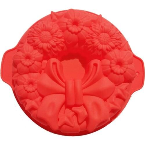 Bowknot + Flower Rose Pattern Jelly Muffin Chocolate Mold Silicone Cake Molds Mousse Baking Mold Bakeware Baking Pan