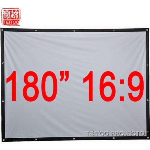 180" 16:9 Matte White Canvas Fabric Folding Portable Projection Screen for All HD Movie Projectors, Watch Movie Outside