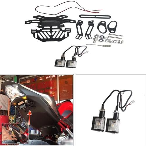 Universal Motorcycle Rear License Plate Mount Holder Turn Signal Light For Honda Kawasaki Z800 Z750 R3 Z800 R6 MT07 MT09 MT10