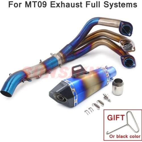 Full Systems Motorcycle Exhaust Muffler Escape Moto Front Pipe Motorcross Slip on Pitbike Connect Link For YAMAHA YZF MT09 MT-09