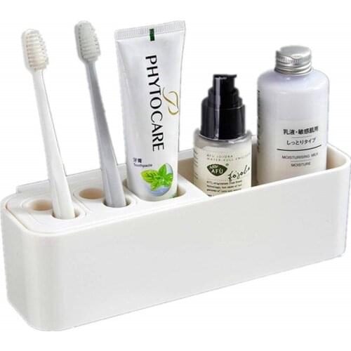 Yooap Toothbrush Holder Detachable No Drill Wall Mount Toothpaste Dispenser Multi-Purpose Toothbrush and Toothpaste Stand Holder