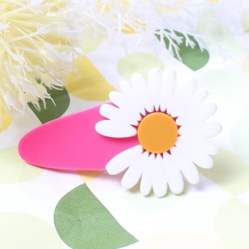 Daisy Hair Clip Girls Snap Cute Hair Barrette Stick Acrylic Hairpin Hair Styling Hair Accessories For Women Girls