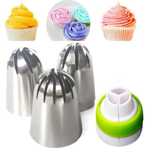 1/4pcs Large Cake Decorating Tips Fondant Icing Piping Nozzles Set Pastry Tips Cookies Baking Tools Stainless Steel Pastry Tube