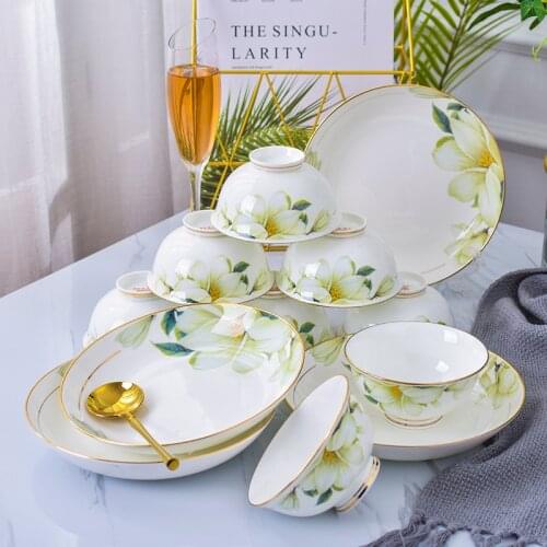 10 PIECES Bowl and dish set Jingdezhen household rice bowl ceramic bowl plate small soup bowl single eating bowl