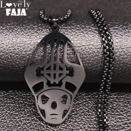 2021 Fashion Skull Stainless Steel Chain Necklace for Men Black Statement Necklace Jewelry acero inoxidable joyeria mujer N20S03
