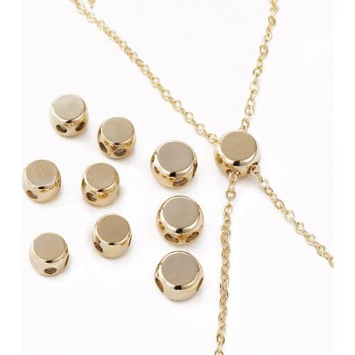 4PCS Double Hole Positioning Bead Bracelet Adjusting Bead Necklace for Jewelry Findings Making Gold Plated DIY Brass Accessories