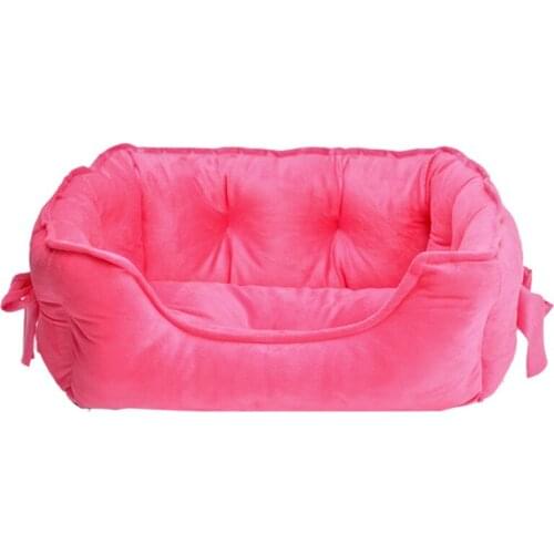 4 Colors Bow tie Super Meng cute Princess Pet Dog Bed Soft Fleece Cat House Winter Warm Small Puppy Bed For Chihuahua S/L