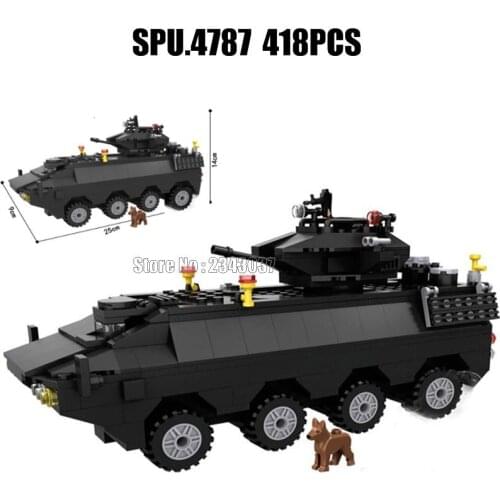 6508 418pcs Military Police Swat Armoured Car 3 Building Block Toy