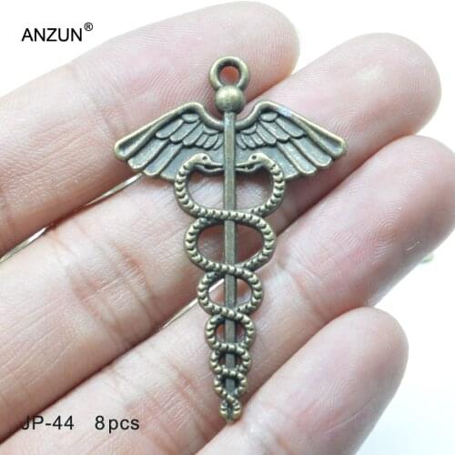 8pcs 50x31mm Antique Bronze Sword With Wings And Snakes Pendant DIY Jewelry Pendant Metal Charms Sword With Wings & Snake JP-44