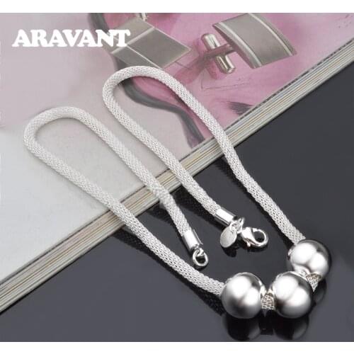 925 Silver 14mm Big Bead Chain Necklace For Women Men Wedding Fashion Jewelry Gifts