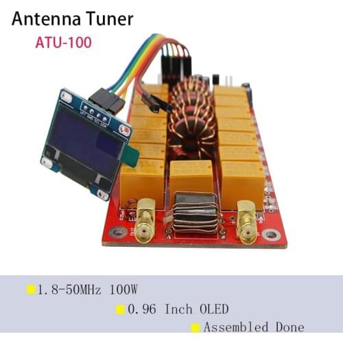 ATU-100 Automatic Antenna Tuner 1.8-50MHz 100W w/ 0.96-Inch OLED Display Finished Board Assembled/Disassembled For Choice