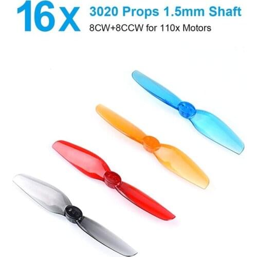 BETAFPV 16pcs 3020 2-Blade Props with 1.5mm Shaft Propellers for Brushless FPV Racing Whoop Drone 110x Brushless Motors