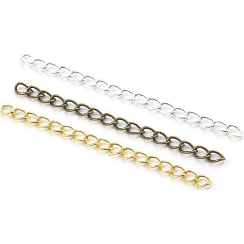200 PCS 50mm Metal Iron Standard Extend Chain 5 Colors Plated Chain For Jewelry Making