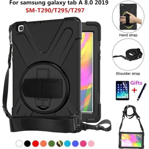 Case For samsung galaxy tab A 8.0 2019 SM-T290 SM-T295 T295 T297 Cover Funda Shockproof Heavy Duty With Wrist Straps+film+pen