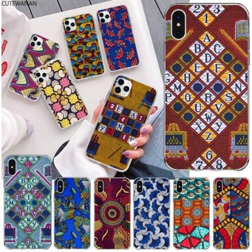 African style fabric print Phone Case For iphone 12 11 Pro Max Mini XS Max 8 7 6 6S Plus X 5S SE 2020 XR Silicone Soft Cover