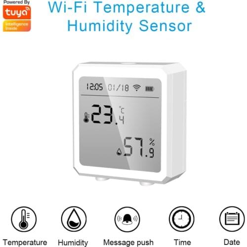 Tuya Smart life WiFi Temperature And Humidity Sensor Indoor Hygrometer Thermometer With LCD Display Support Alexa Google Home