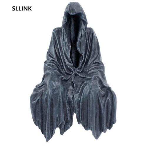 The main decoration of black clothes mystery Faceless Man thriller black robed Night Walker Gothic seated resin crafts