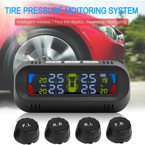 Hot Sale Tire Pressure Monitor Delicate Design AN-10C Solar LCD Display Car TPMS Tire Pressure Monitoring System with 4 Sensors