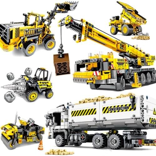 Engineering Truck Building Blocks City Vehicle Car DIY Construction Bricks Educational DIY Toys For Children Kids Gift