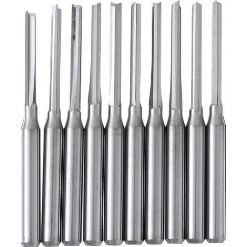 10pcs Straight Slot Wood Cutter CNC Solid Carbide 2 Flutes CNC Router Bits End Milling Tools