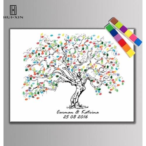 Beautiful Happy Wedding Presents Guestbook Creative Fingerprint Signature DIY Guest Books For Wedding Birthday Party Decoration