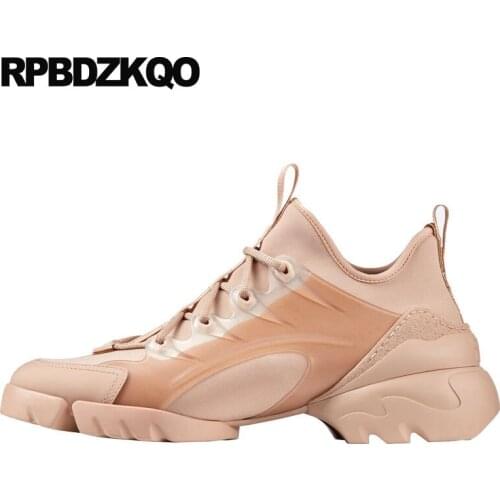 Sneakers Women Designer Shoes China Elastic Flats Breathable Trainers High Quality Nude Thick Sole Floral Print Flower Lace Up