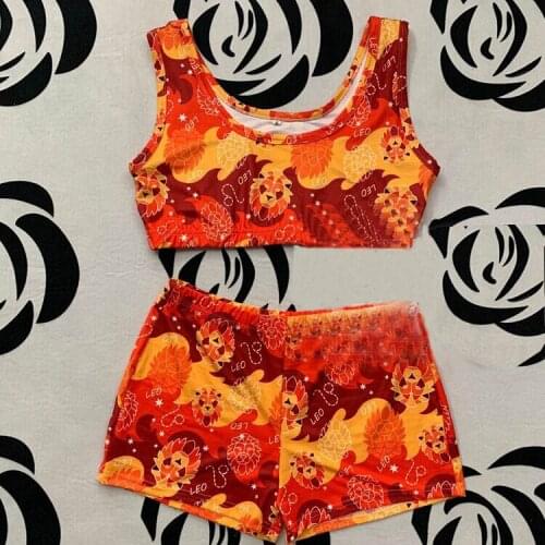 Summer Home Print Sleeveless Cropped Top + Shorts Sets Beach Comfortable Soft Leopard Print Suits