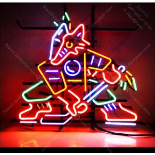Fox Hocke Artwork Real Glass Hand Craft Bar Beer Decor Neon Sign Wall Advertising Sign Man Cave Neon Bar Sign Neon lamps 24x20