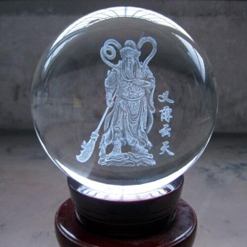 BEST efficacious Protection Talisman Money Drawing Martial god of wealth guan gong Guandi 3D Crystal ball statue Model