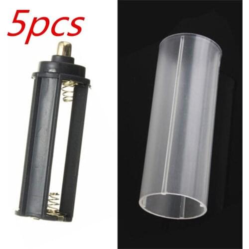 Mayitr 5PCS 2 in 1 White Casing 18650 Battery Sheath Tube + Plastic AAA Battery Holder Case Box Set For Flashlight Torch Lamp