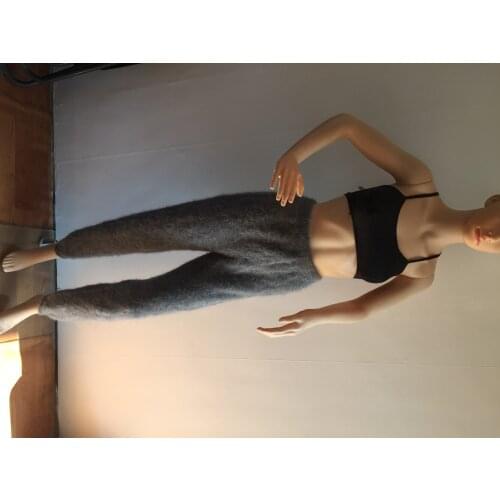 Mens and women winter mink cashmere knitted trousers thick warm pants