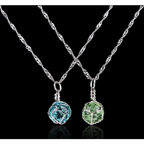 Creative Dark Luminous Stone Fluorescent Necklace Natural Crystal Ball Glowing in Dark Bullet Stone Pendant Leather Necklace