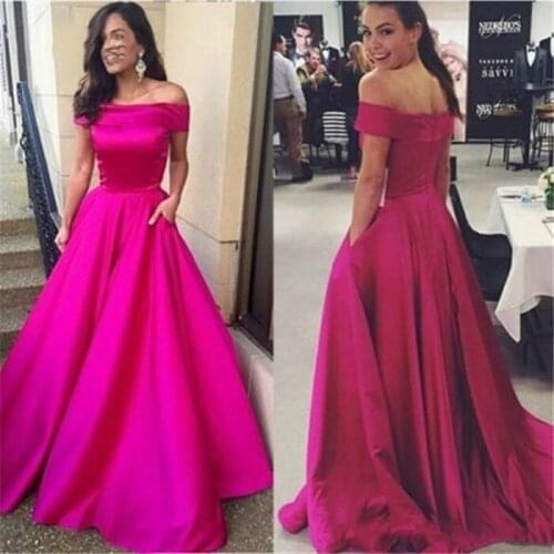 2020 New Pink Plus Size Evening Party Gowns Celebrity Design Prom Dresses Off Shoulder Pleats Floor Length Long Trajes De Noche