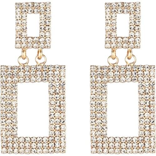 New Arrivals Womens Fashion Bride Wedding square Rhinestone Earrings Austrian Crystal Drop Earrings For Women Jewelry E608